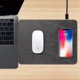 2 in 1 Leather Mouse Pad & Qi Wireless Charger Black The Ambiguous Otter