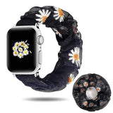 2 in 1 Summer Chiffon Apple Watch Band + Hair Scrunchie Daisy Black Band + Hair Scrunchie / 42mm | 44mm / L The Ambiguous Otter