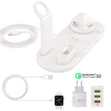 6 in 1 Multi Charging Stand With Cable & Plug Bundle White Charging Stand + Apple Watch Cable + Quick Charge Plug Type C The Ambiguous Otter