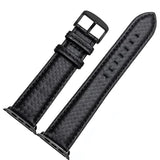 Bond Apple Watch Carbon Fiber Leather Band Black Stitch | Black Buckle / 42mm | 44mm The Ambiguous Otter