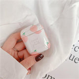 Cherry x Peaches Hard Transparent AirPods Case Peach The Ambiguous Otter