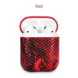 Classy Snake Skin Leather AirPods Case Red The Ambiguous Otter