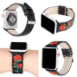 Floral Embroidered Apple Watch Leather Band The Ambiguous Otter