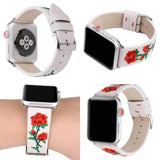 Floral Embroidered Apple Watch Leather Band The Ambiguous Otter