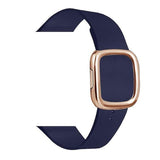 Modern Apple Watch Leather Loop Band Dark Blue | Gold / 44mm | 42mm The Ambiguous Otter