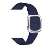 Modern Apple Watch Leather Loop Band Dark Blue | Silver / 44mm | 42mm The Ambiguous Otter
