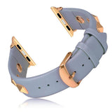 New Handmade Studded Leather Apple Watch Band Dark Pastel Blue | Rose Gold / For 38mm The Ambiguous Otter
