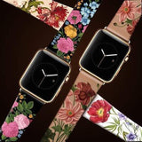Retro Floral Print Apple Watch Leather Band The Ambiguous Otter