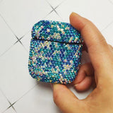 Shiny Rhinestone Encrusted AirPods Case Blue The Ambiguous Otter