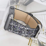 Snowlight Sequin Apple Watch Leather Band The Ambiguous Otter