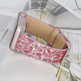 Snowlight Sequin Apple Watch Leather Band The Ambiguous Otter