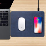2 in 1 Leather Mouse Pad & Qi Wireless Charger Blue The Ambiguous Otter