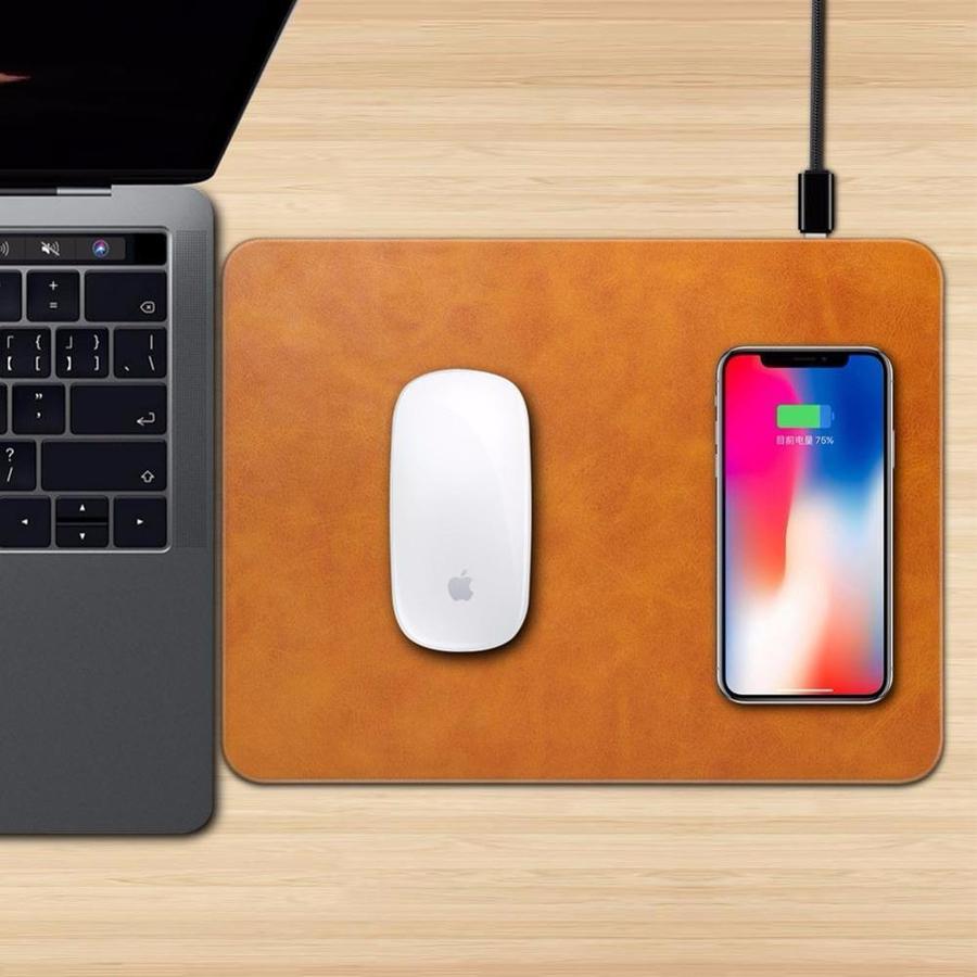 2 in 1 Leather Mouse Pad & Qi Wireless Charger
