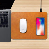 2 in 1 Leather Mouse Pad & Qi Wireless Charger Brown The Ambiguous Otter