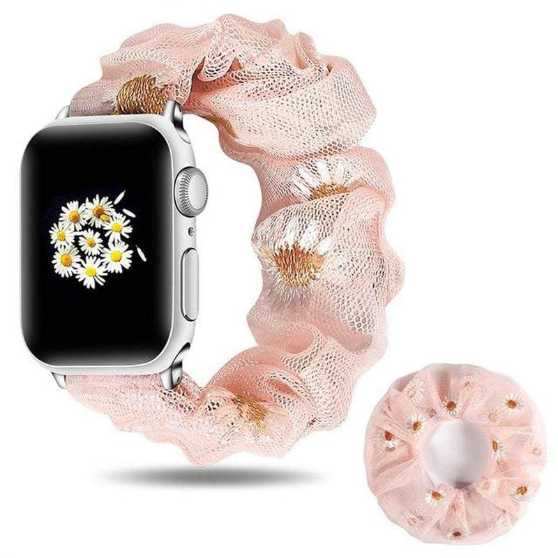 2 in 1 Summer Chiffon Apple Watch Band + Hair Scrunchie Daisy Pink Band + Hair Scrunchie / 42mm | 44mm / L The Ambiguous Otter