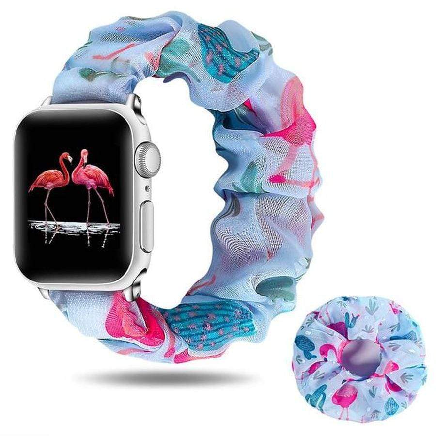 2 in 1 Summer Chiffon Apple Watch Band + Hair Scrunchie Flamingo Blue Band + Hair Scrunchie / 42mm | 44mm / L The Ambiguous Otter