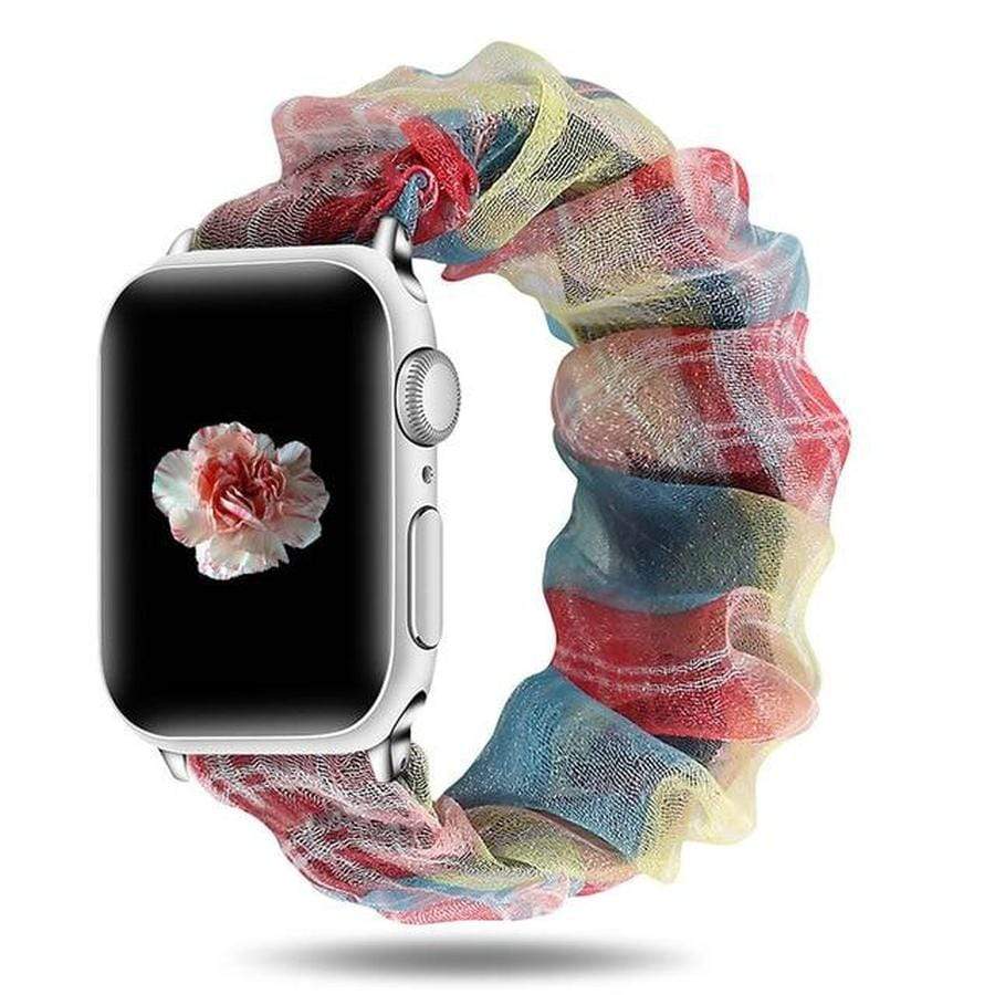 2 in 1 Summer Chiffon Apple Watch Band + Hair Scrunchie Grid Colorful Band Only / 42mm | 44mm / L The Ambiguous Otter