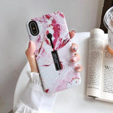 3 in 1 Kickstand + Finger Loop iPhone Case For iPhone 7 8 / white n rose The Ambiguous Otter