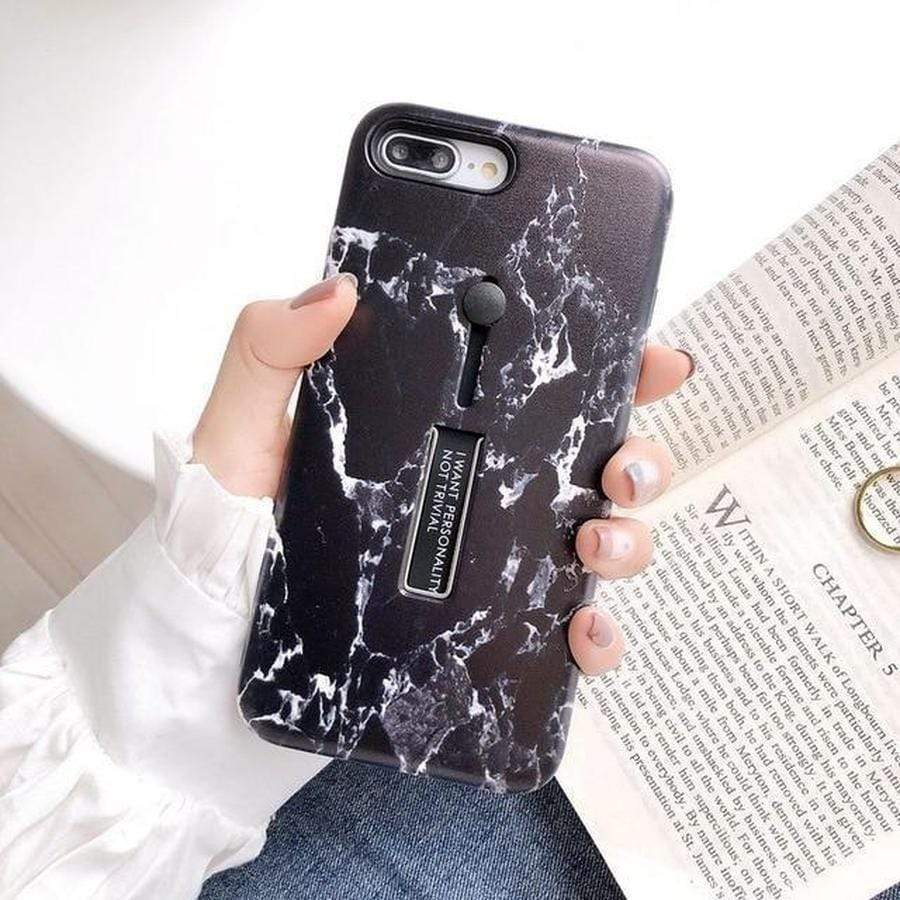3 in 1 Kickstand + Finger Loop iPhone Case For iPhone X XS / A1 black river The Ambiguous Otter