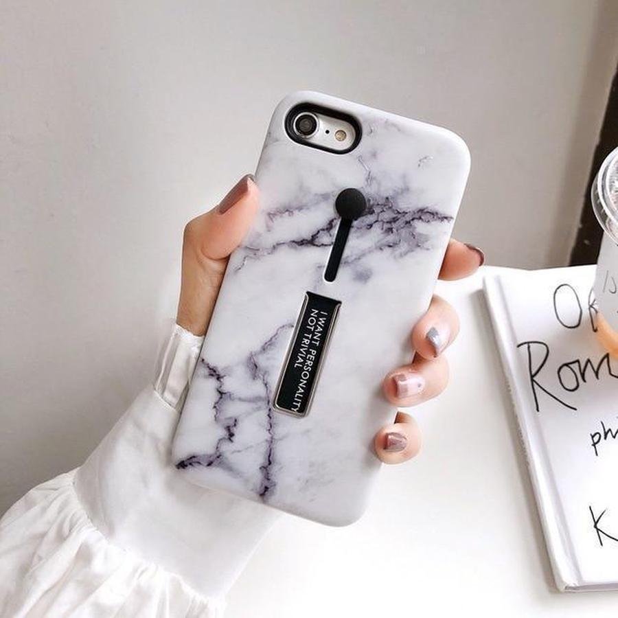 3 in 1 Kickstand + Finger Loop iPhone Case For iPhone XS MAX / A2 gray marble The Ambiguous Otter