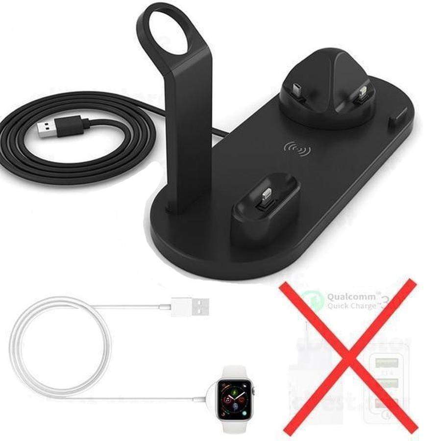 6 in 1 Multi Charging Stand With Cable & Plug Bundle Black Charging Stand + Apple Watch Cable The Ambiguous Otter