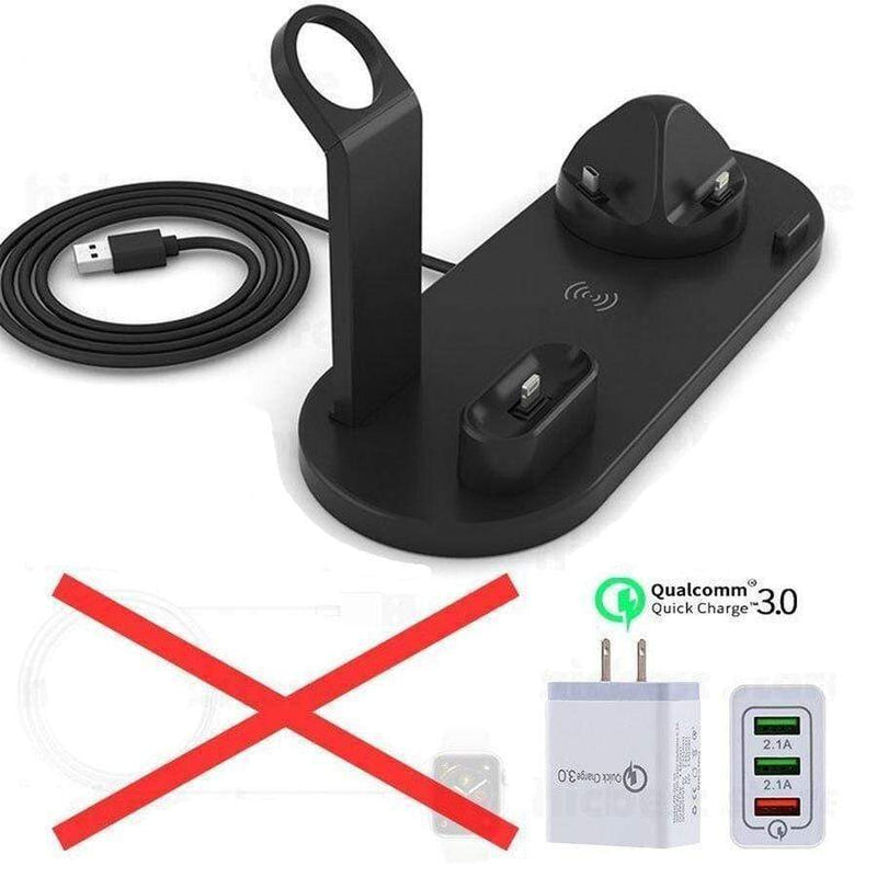 6 in 1 Multi Charging Stand With Cable & Plug Bundle Black Charging Stand + Quick Charge Plug Type A The Ambiguous Otter