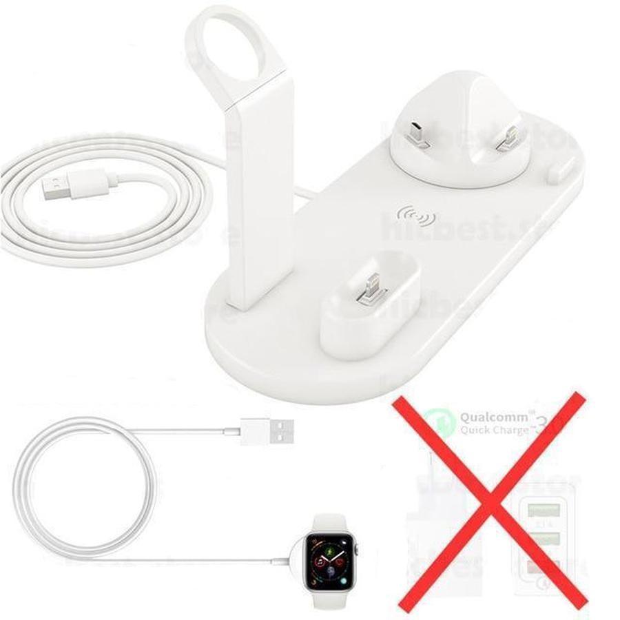 6 in 1 Multi Charging Stand With Cable & Plug Bundle White Charging Stand + Apple Watch Cable The Ambiguous Otter