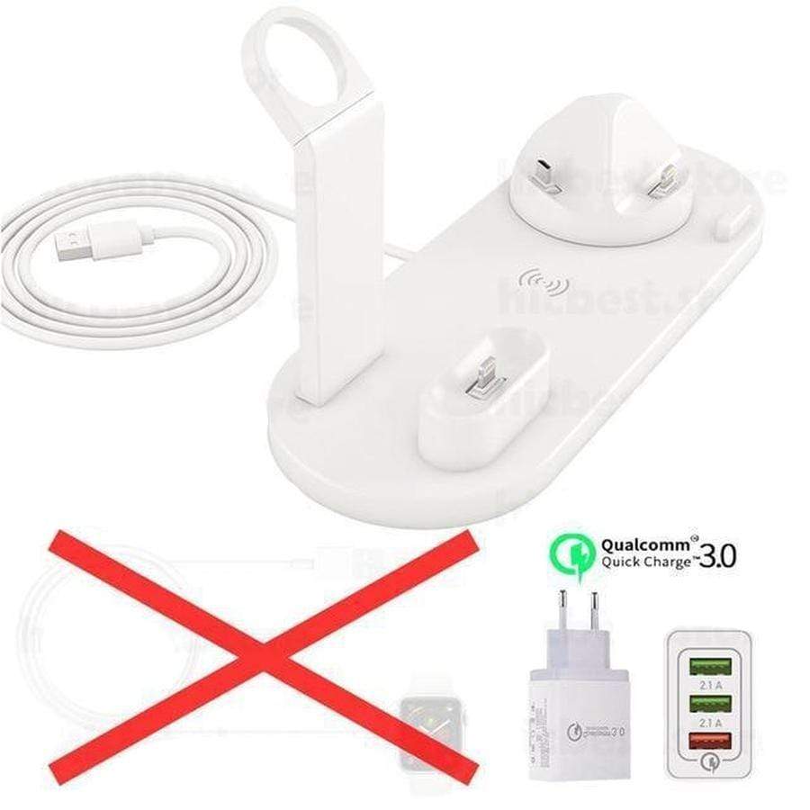 6 in 1 Multi Charging Stand With Cable & Plug Bundle White Charging Stand + Quick Charge Plug Type C The Ambiguous Otter