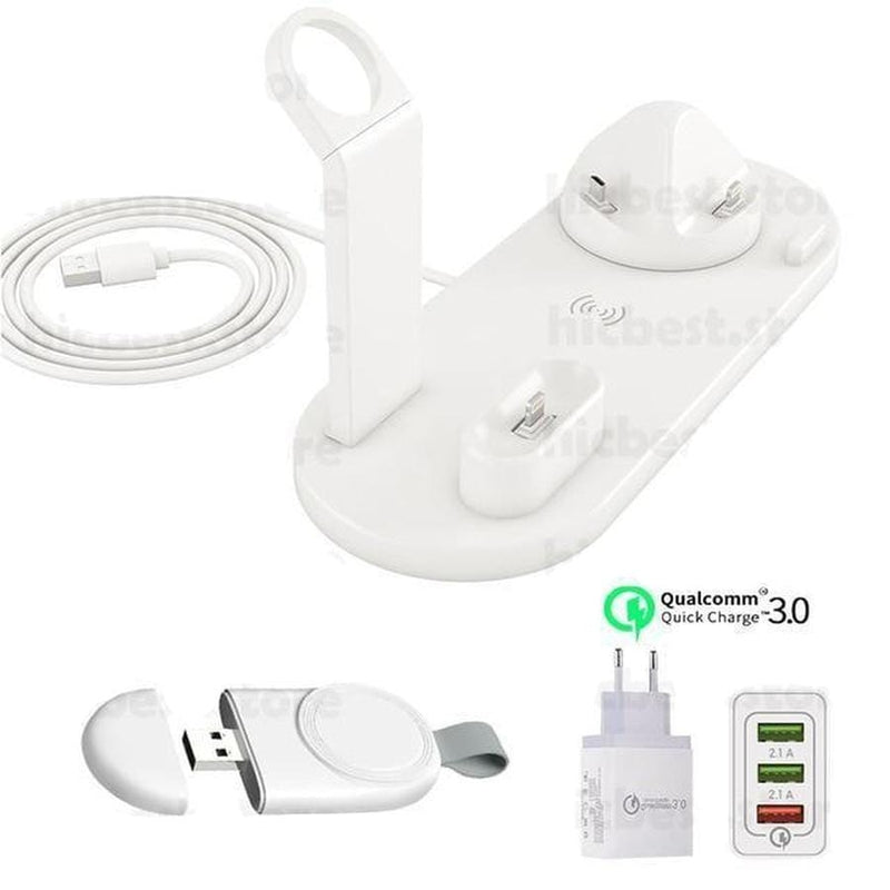 6 in 1 Multi Charging Stand With Cable & Plug Bundle White Charging Stand + USB QC 3.0 Portable Charger + Quick Charge Plug Type C The Ambiguous Otter