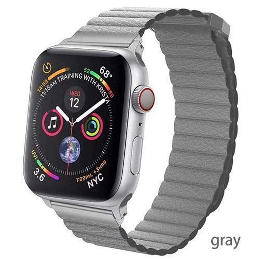 Apple Watch Magnetic Leather Loop Bands Gray / 42mm 44mm