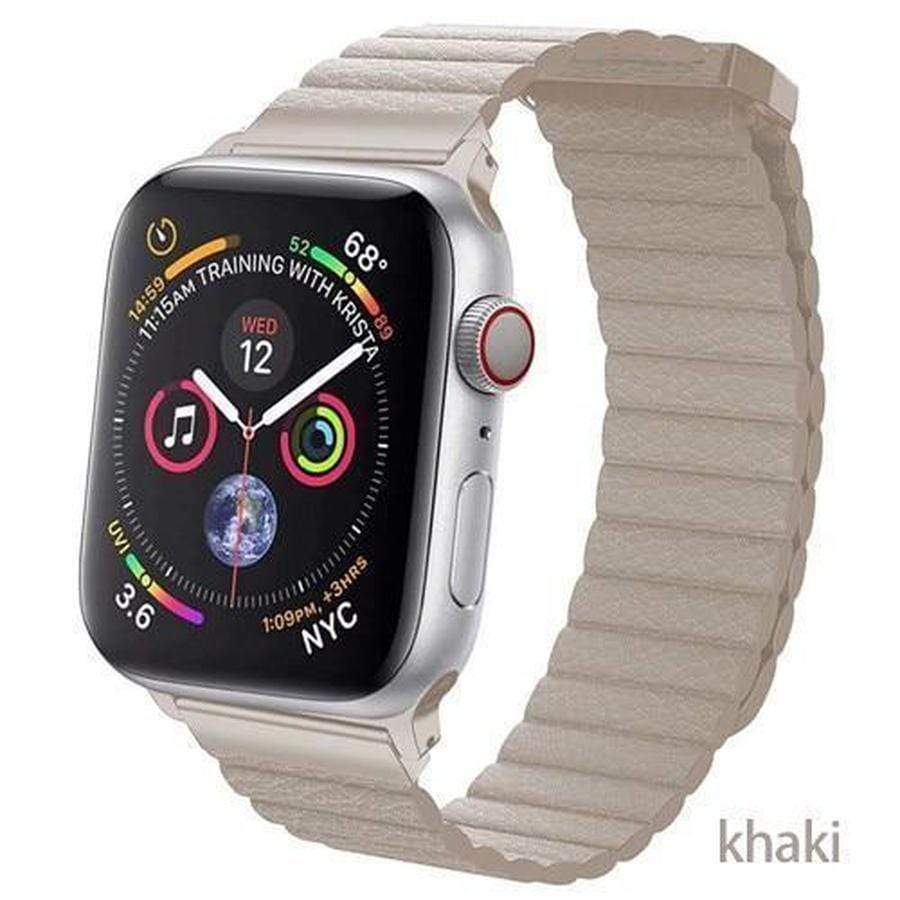 Apple Watch Magnetic Leather Loop Bands khaki / 42mm 44mm The Ambiguous Otter