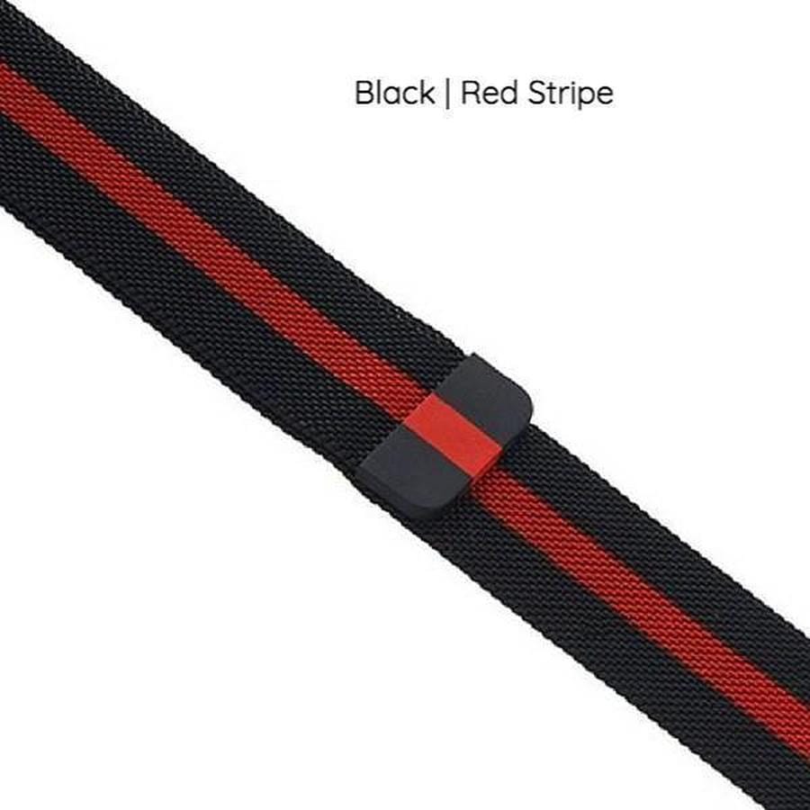 Apple Watch Milanese Loop Magnetic Band black | red stripe / 42mm | 44mm The Ambiguous Otter