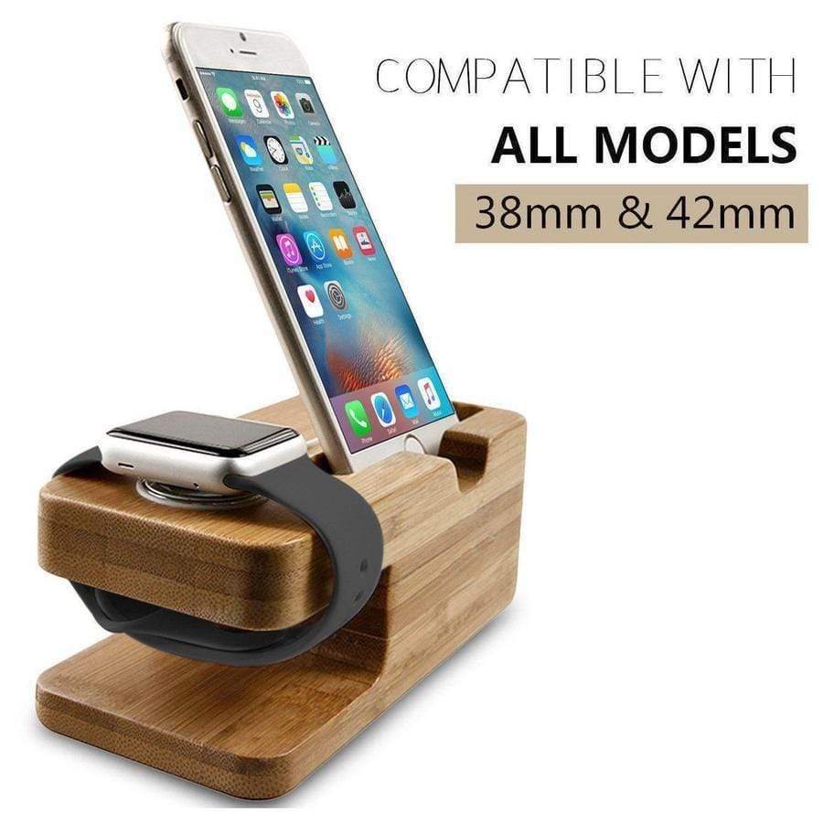 Bamboo Apple Watch iPhone Charging Dock Station The Ambiguous Otter