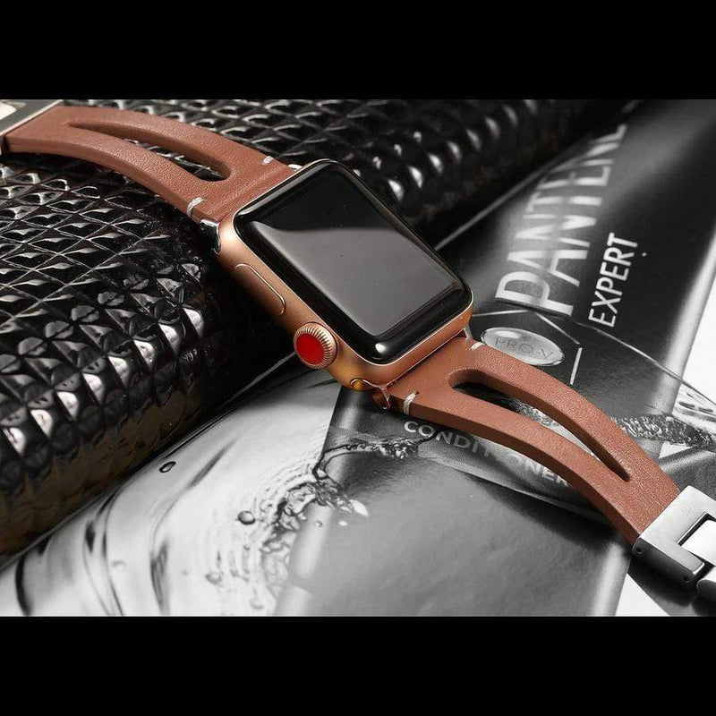 Beverly Genuine Leather Steel Apple Watch Band The Ambiguous Otter