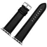 Bond Apple Watch Carbon Fiber Leather Band Black Stitch | Silver Buckle / 38mm | 40mm The Ambiguous Otter