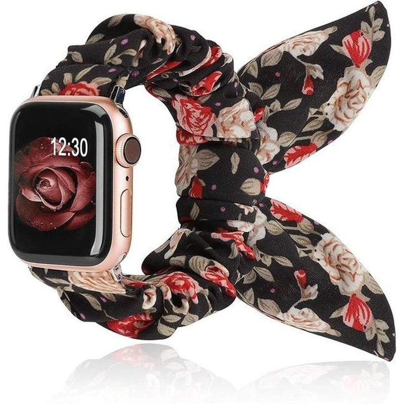 Bunny Ear Apple Watch Scrunchie Band Floral / 38mm | 40mm Large The Ambiguous Otter