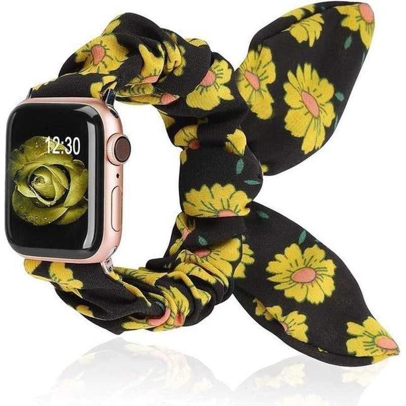 Bunny Ear Apple Watch Scrunchie Band Yellow Daisy / 38mm | 40mm Small The Ambiguous Otter