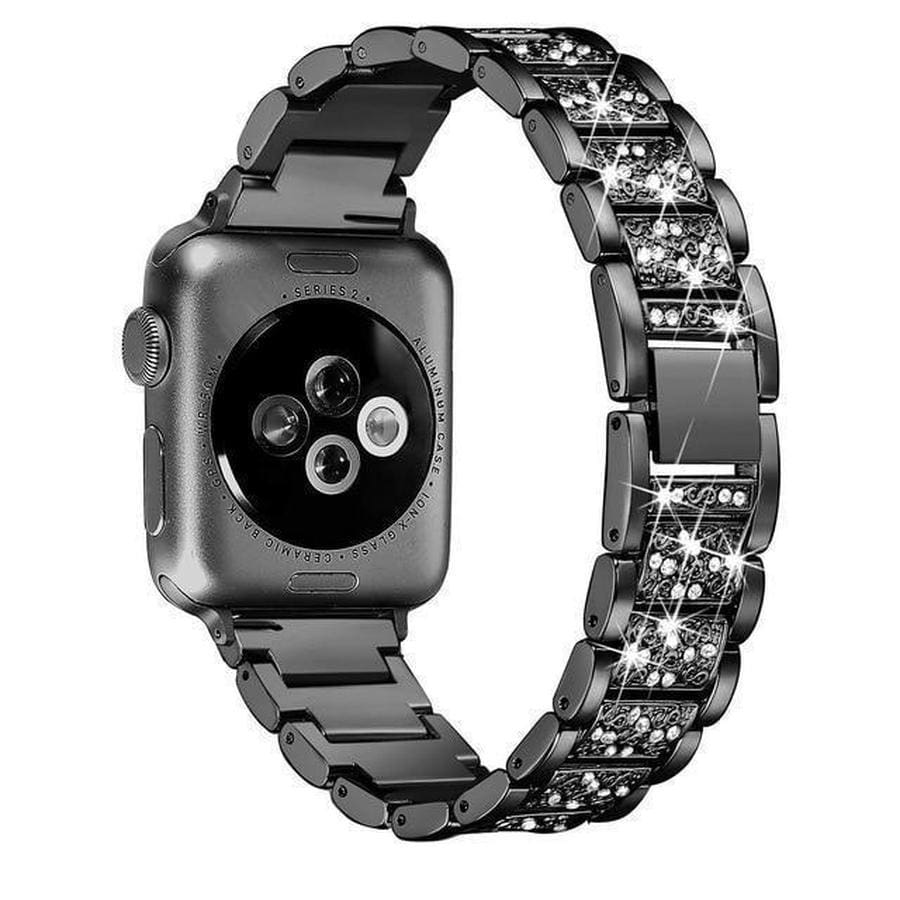 Charlotte Crystal Encrusted Apple Watch Band Classic Black / 38mm and 40mm The Ambiguous Otter