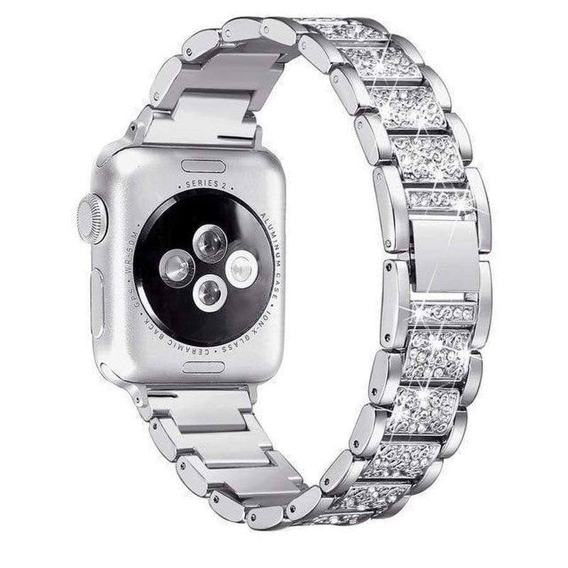 Charlotte Crystal Encrusted Apple Watch Band Silver / 38mm and 40mm The Ambiguous Otter