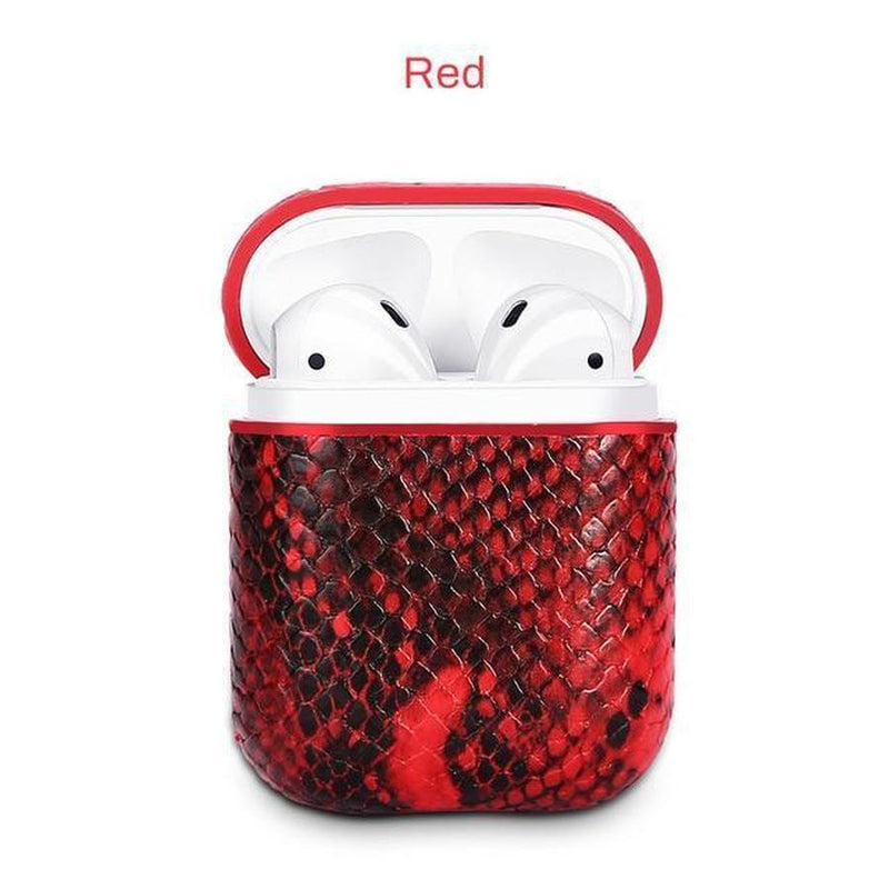 Classy Snake Skin Leather AirPods Case Red The Ambiguous Otter