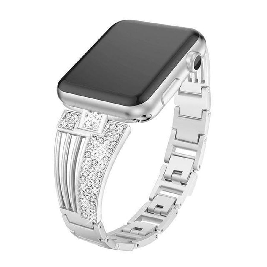 Platinum - Link Stainless Steel Band for Apple Watch 42mm - Black