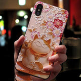 Cute 3D Emboss Patterned iPhone Case Cat / For iPhone X The Ambiguous Otter