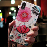 Cute 3D Emboss Patterned iPhone Case Exotic flower / For iPhone X The Ambiguous Otter