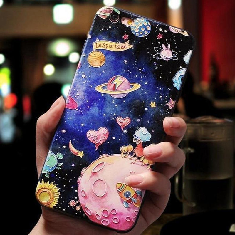 Cute 3D Emboss Patterned iPhone Case Love / For iPhone 8 The Ambiguous Otter