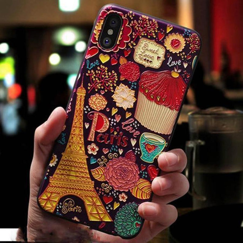 Cute 3D Emboss Patterned iPhone Case Tower / For iPhone X The Ambiguous Otter