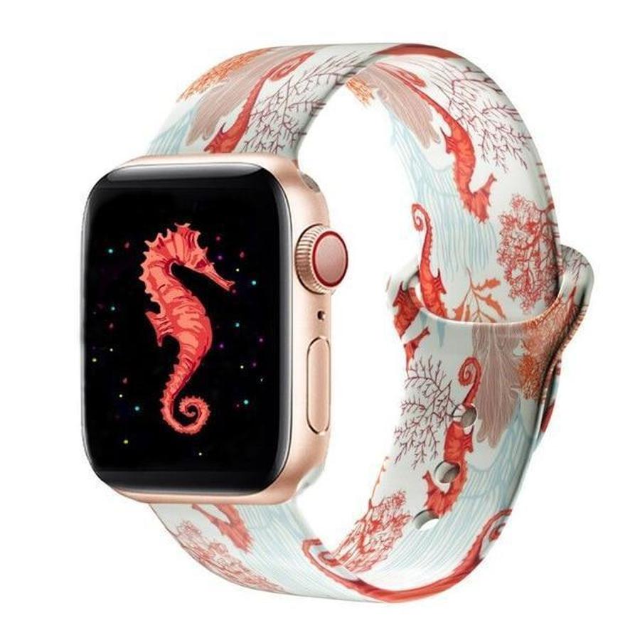 Double Side Print Apple Watch Silicone Band Sea Horse / 38mm 40mm SM The Ambiguous Otter
