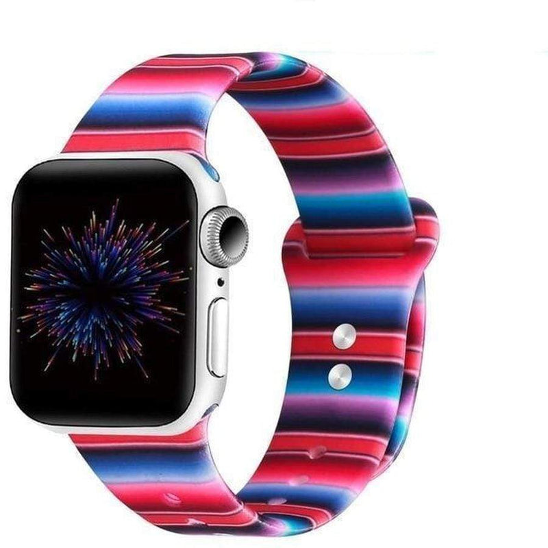 Double Side Print Apple Watch Silicone Band Serape Stripe / 42mm 44mm SM The Ambiguous Otter