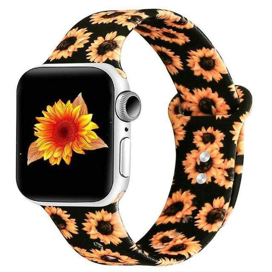 Double Side Print Apple Watch Silicone Band Sunflower / 42mm 44mm SM The Ambiguous Otter