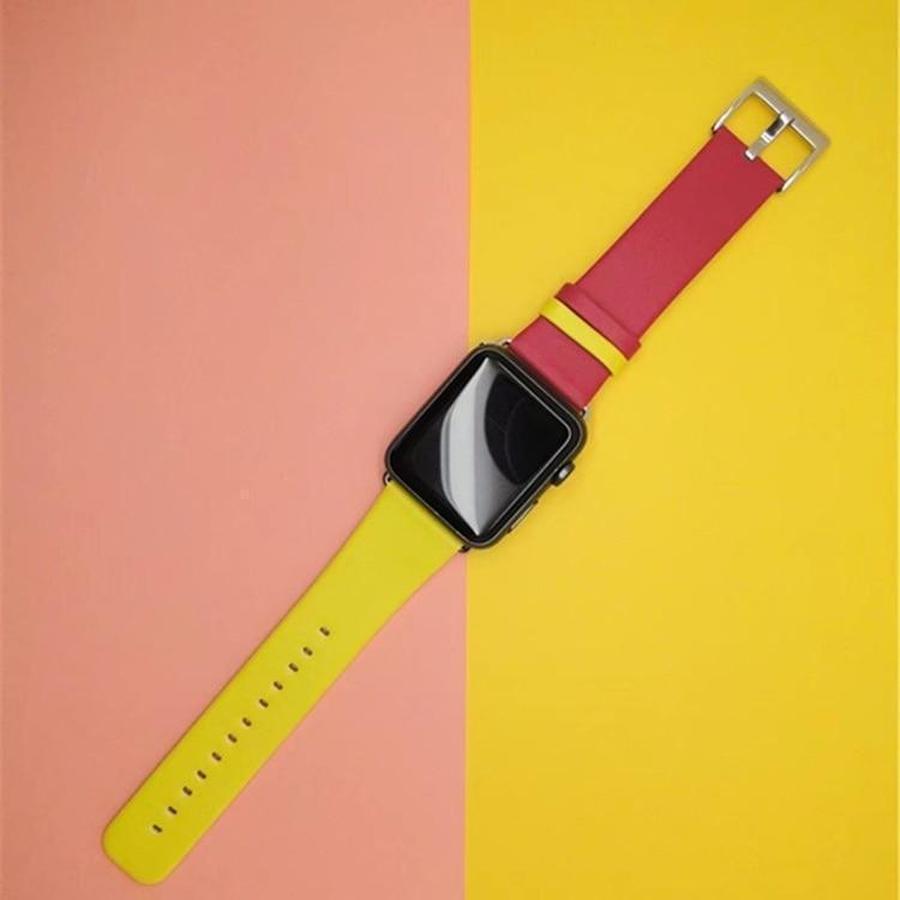 Duo Color Genuine Leather Apple Watch Band | New Red Yellow / 38mm | 40mm The Ambiguous Otter