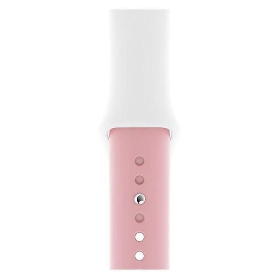 Duo Color Sports Apple Watch Soft Silicone Band White Pink / 38mm The Ambiguous Otter